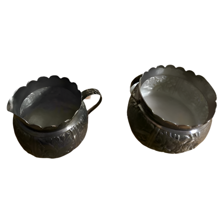 Pairpoint Quadruple Plate Silver Floral Repousse Set of 2