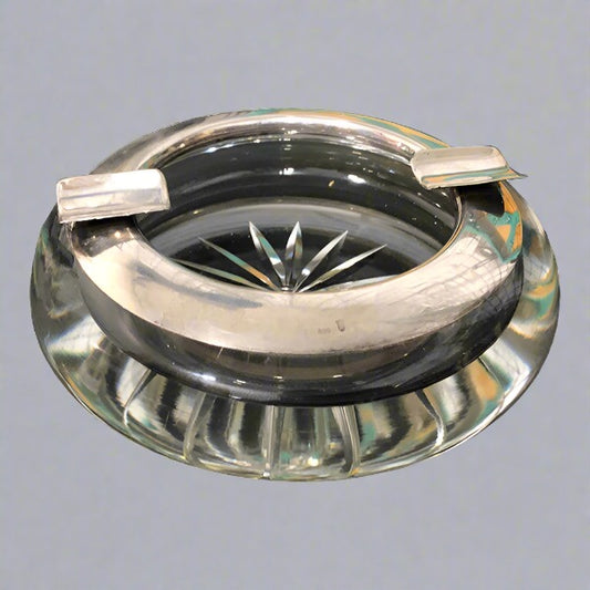 1960s Hermann Bauer 800 Silver & Crystal Ashtray