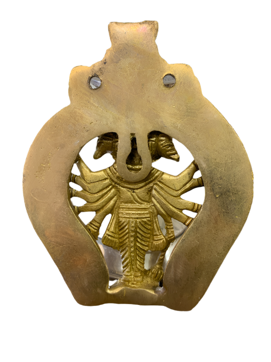 Brass door knocker with decorative design 