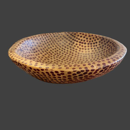 Handcrafted Wooden Bowl Dotted Design