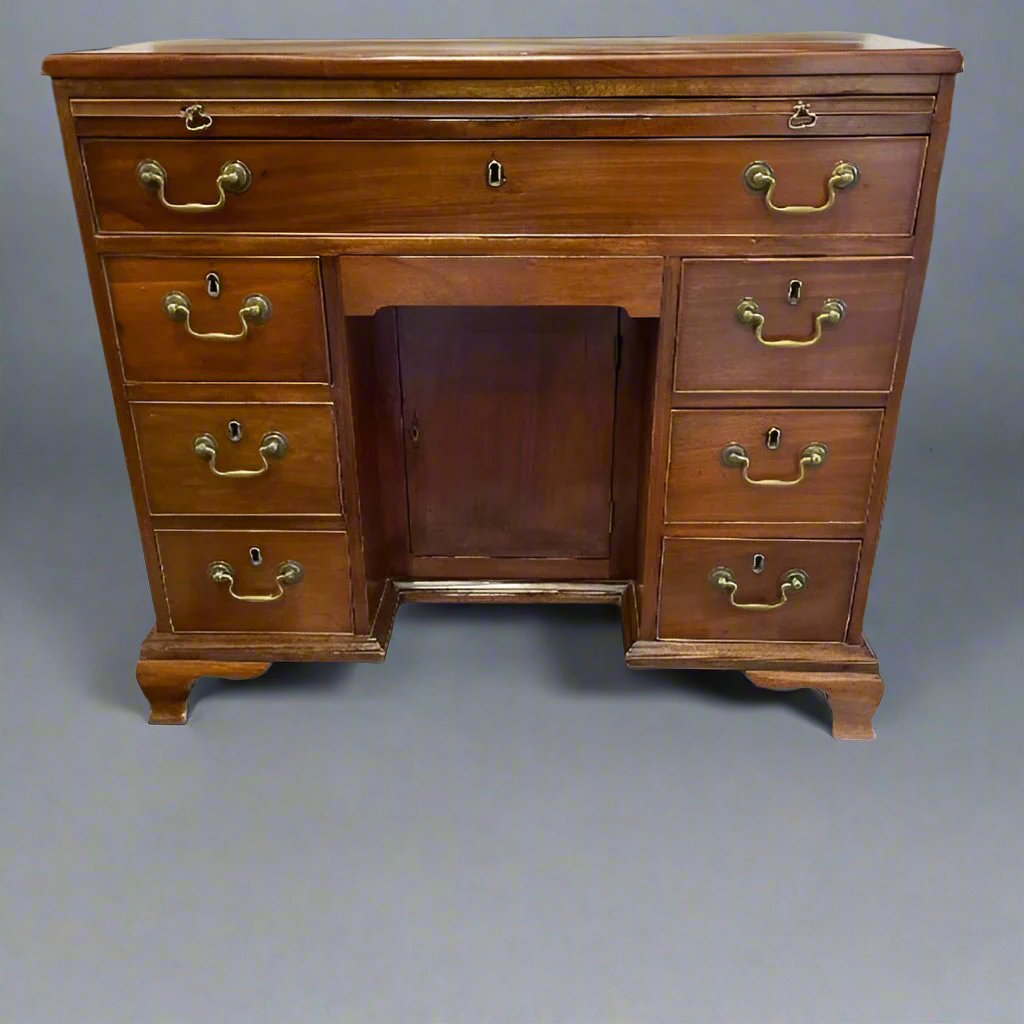 Antique George III Mahogany Kneehole Desk With Original Finish