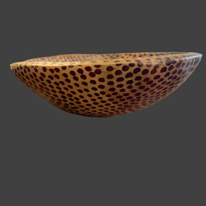 Handcrafted Wooden Bowl Dotted Design