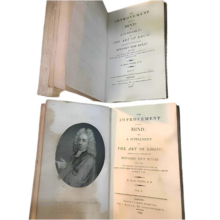 The Improvement of the Mind Vol I & II Antique Books Set of 2